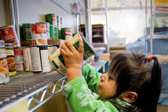 Child at food pantry