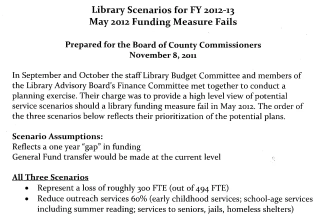 Funding measure scenarios