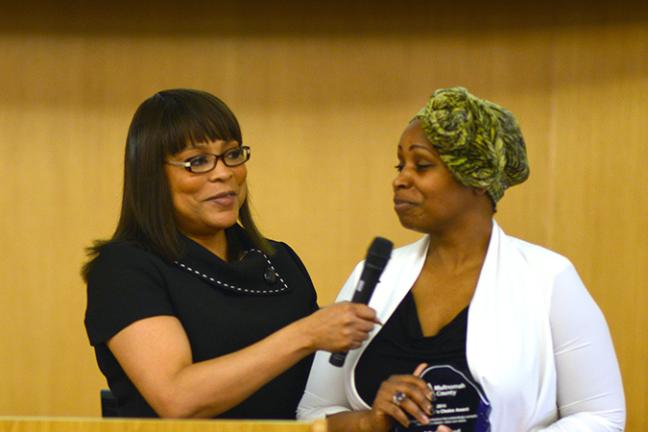 From left: Commissioner Smith with Alicia Byrd. Byrd was the winner of the Committee’s Choice Award.