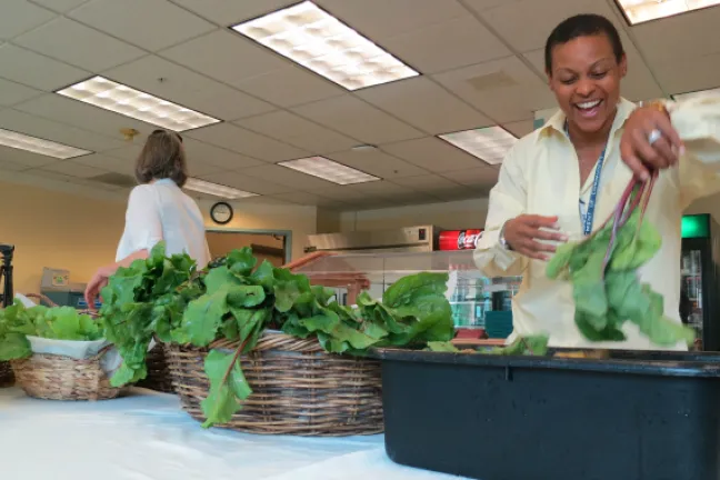 Restorative justice coordinator Sidney Morgan at a 2013 Hands of Wonder farmer's market