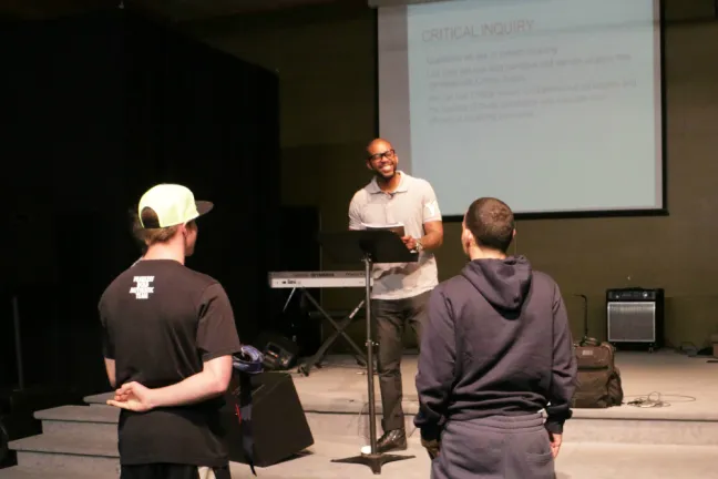 Mitchell Jackson with workshop attendees.