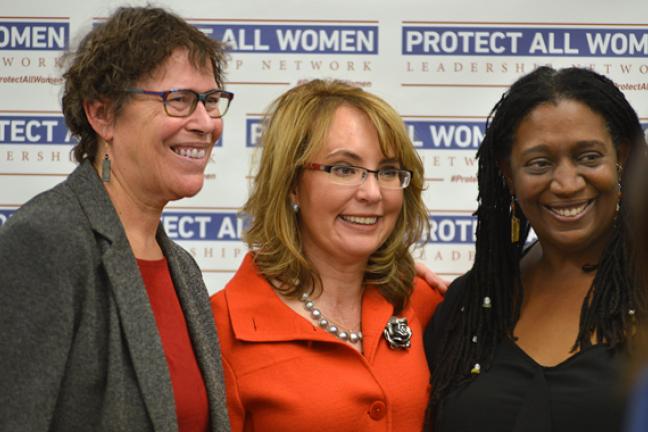 From left: Commissioner Shiprack, Congresswoman Gabrielle Giffords and  Vanessa Timmons of the Oregon Coalition Against Domestic & Sexual Violence 