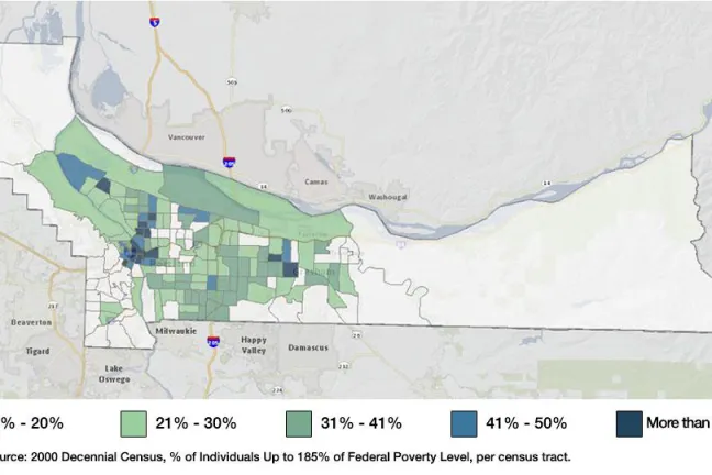 Exhibit 1: Poverty by Multnomah County Census Tracts, per 2000 Decennial Census