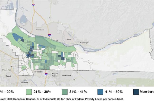 Exhibit 1: Poverty by Multnomah County Census Tracts, per 2000 Decennial Census