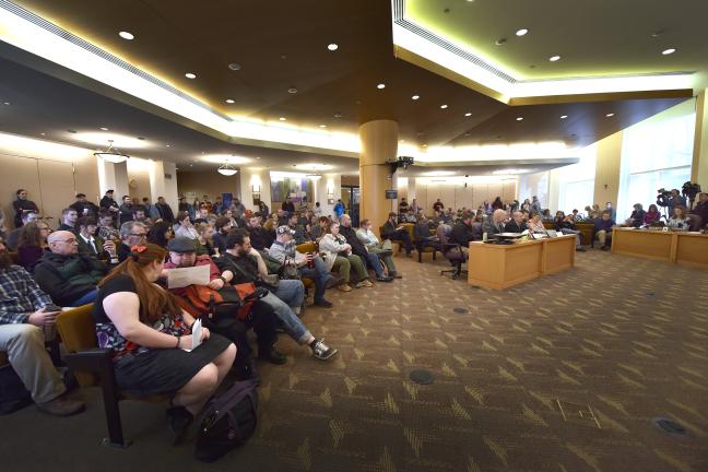 Multnomah County board room during the March 5 meeting. 