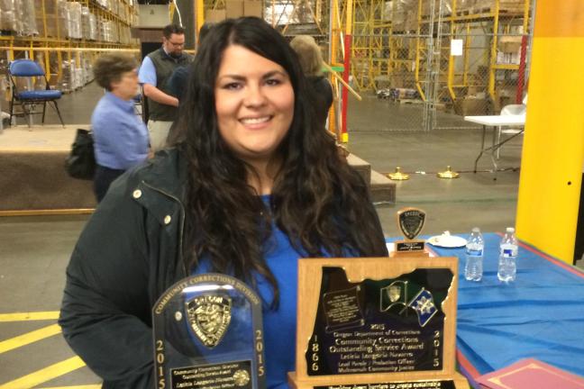 Leticia Longoria-Navarro holds Outstanding Service Awards
