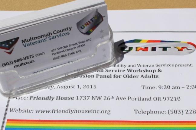 New business cards mark Multnomah County Veterans Services new outreach to LGBTQ vets.