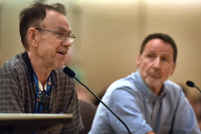 During Wednesday's public budget hearing community member Doug Carson shares his experience overcoming depression with the help from the organization NorthStar Clubhouse