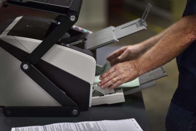 Multnomah County Elections demonstrating new ballot tabulation system