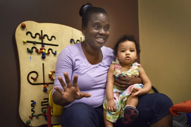 Comfort Sam with her daughter Christine at a World Breastfeeding Month celebration thrown by Multnomah County's WIC office.