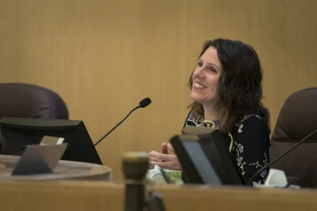 Chair Kafoury during a light moment at Thursday's board meeting