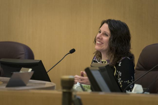 Chair Kafoury during a light moment at Thursday's board meeting 