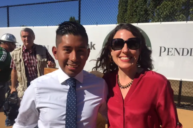 hair Kafoury with Ricki Ruiz. The new futsal court at Vance Park was Ruiz’s idea.