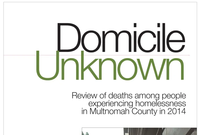 Cover page of the 2014 "Domicile Unknown" report.