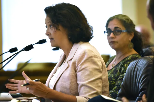 Sally Erickson of the Portland Housing Bureau at Tuesday's board briefing.