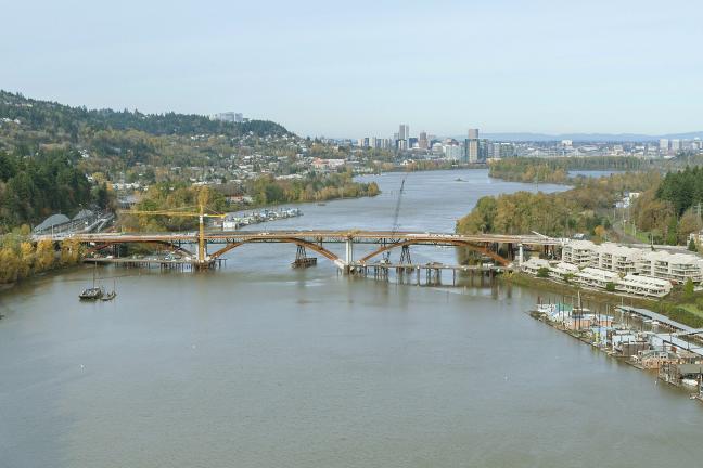 The new Sellwood Bridge takes shape. Photo courtesy of ODOT.