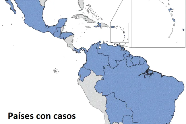 Countries with documented cases of Zika Virus transmission