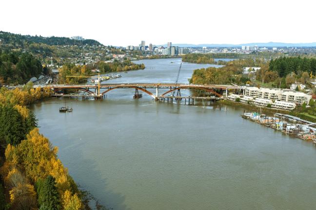 Aerial of Sellwood Bridge 