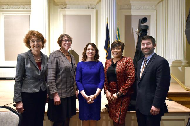 The Multnomah County Board of Commissioners, from left, Diane McKeel, Judy Shiprack, Deborah Kafoury, Loretta Smith and Jules Bailey