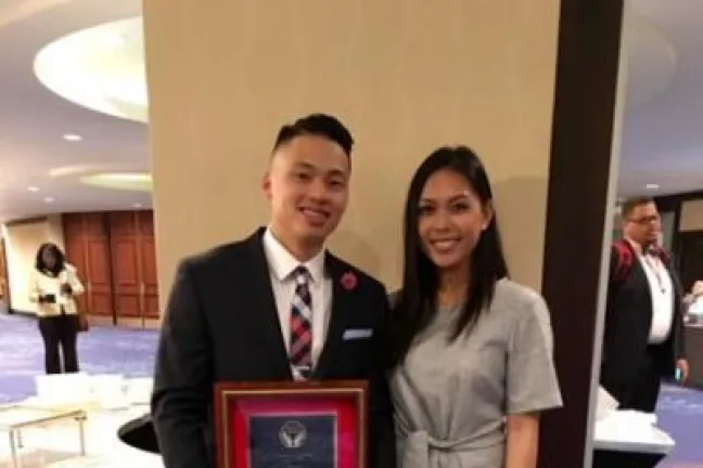 Sang Dao and girlfriend, Tracy Katigbak, at the Coalition for Juvenile Justice's award ceremony.