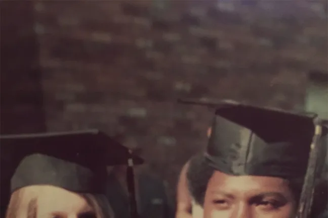 Kathy Brennan and Jimmy Brown's graduation day from Lewis & Clark College circa 1974.