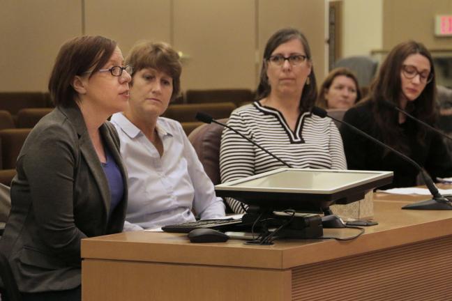 From left: Shannon Rose from the county's Domestic Violence Office; Wendy Hillman of Adult Protective Services at the county; Elders in Action Executive Director Barbara Bernstein; and deputy DA Tara Gardner
