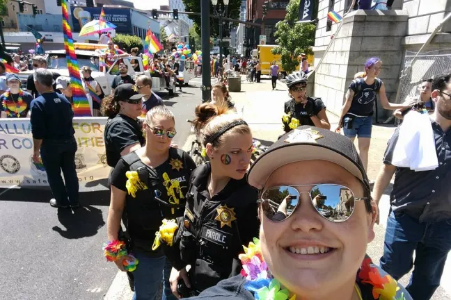 DCJ employees marching in the 2016 Pride Parade.