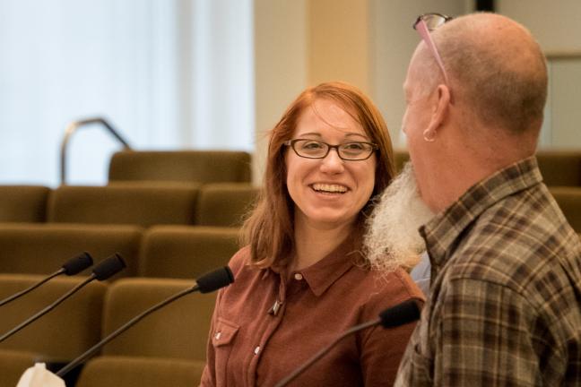 Archivists Jenny Mundy and Terry Baxter promote Archives Month in Multnomah County