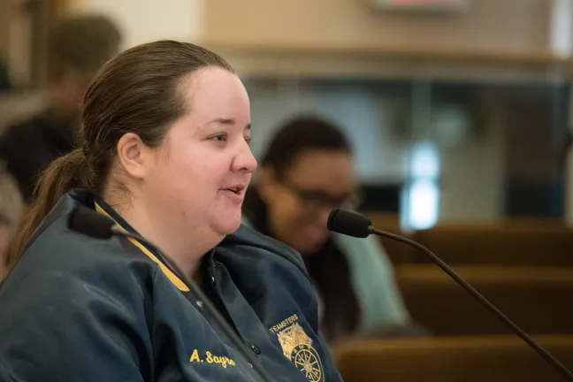Alli Sayre, Teamster shop steard for paramedics, shares her concerns.