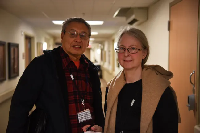 Mia Van Meter and Norman Watanabe are part of Multnomah County's Voter Assistance Teams