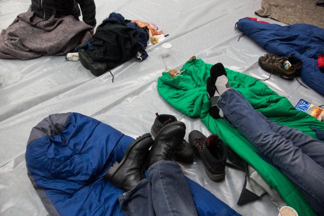 Inside the warming center at the Portland Building this winter. Severe weather meant our region's homelessness count moved from late January to late February.