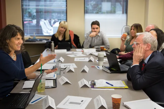 Multnomah County Commissioner Sharon Meieran discusses food policy with Rep. Earl Blumenauer.