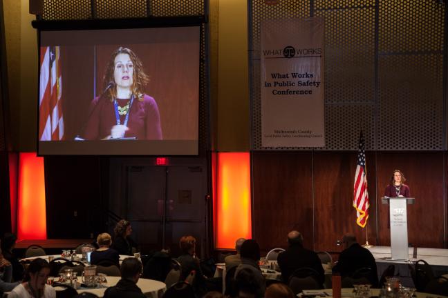 Chair Deborah Kafoury provides opening remarks at What Works Conference