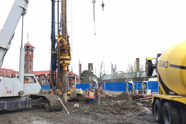 Construction is underway at the Health Department headquarters site.