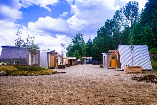 The sleeping pods that make up part of the Kenton Women's Village project. (Photo courtesy of Catholic Charities, 2017)