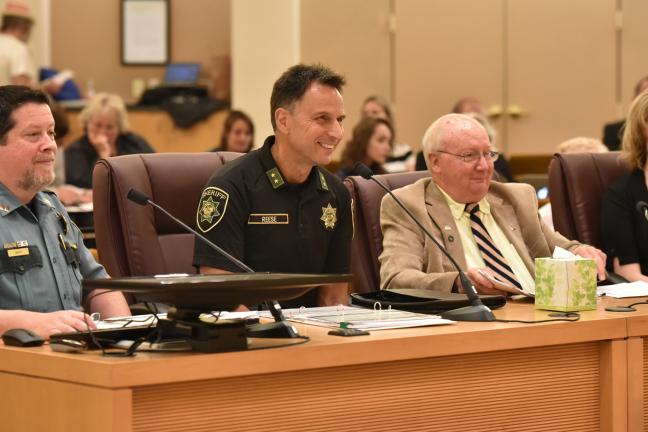 From left: Capt. Harry Smith, Sheriff Mike Reese, Mayor Ted Tosterud and Lesa Folger, Fairview Finance Manager