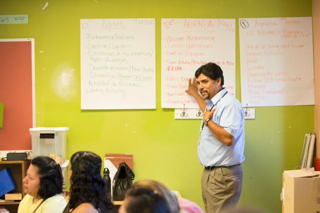 Fernando Madrid leads the parent groups at Rigler's Early Kindergarten Transition program.