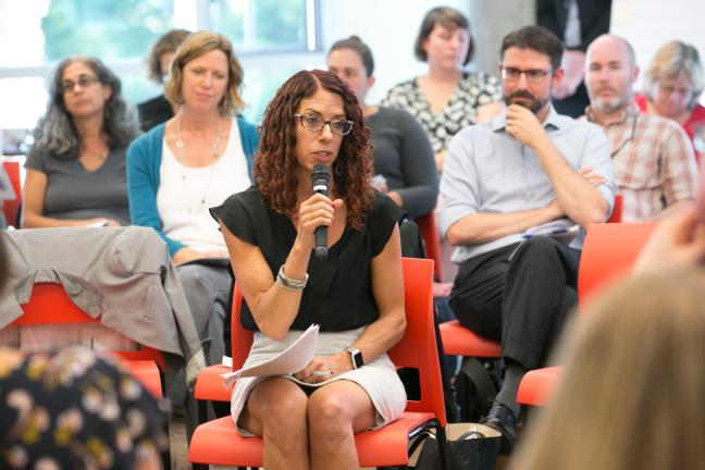 Rebecca Ramsay of CareOregon speaks during a summit Sept. 14, 2017, on supportive housing.