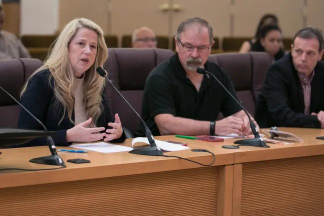 From left: Penny Okamoto, Executive Director of Ceasefire Oregon, Paul Kemp of Gun Owners for Responsible Ownership and David Westbrook of Lines for Life