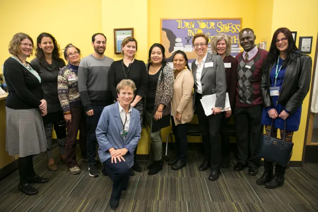 Tina Kotek, speaker of the Oregon House of Representatives, tours the renovated health center at Roosevelt High School.