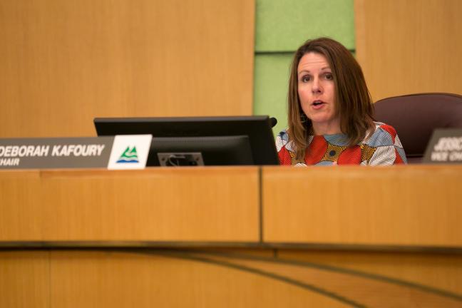 Chair Deborah Kafoury speaks during a hearing on approving an agreement to sell Wapato.