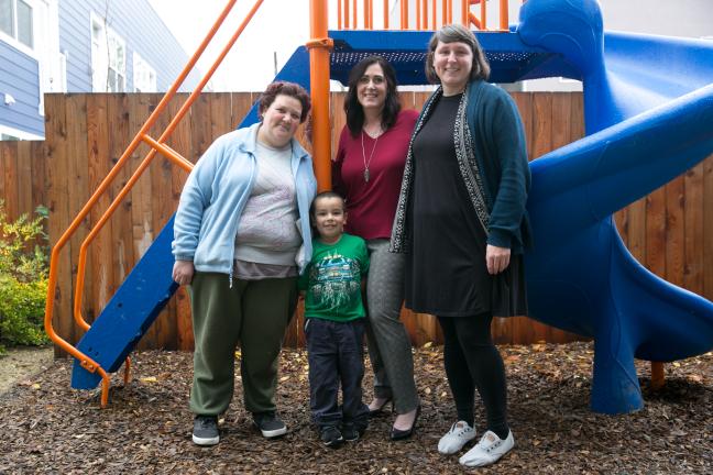 Andrea Bunch and Michael, with Gwen Buzan of WDC Properties and Hillary Houck of Human Solutions, right.