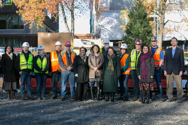 County and Construction leaders celebrate with people in the trades.