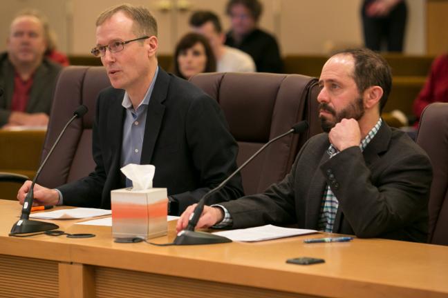 Marc Jolin, director of the Joint Office of Homeless Services, and Andy Miller, director of Human Solutions.