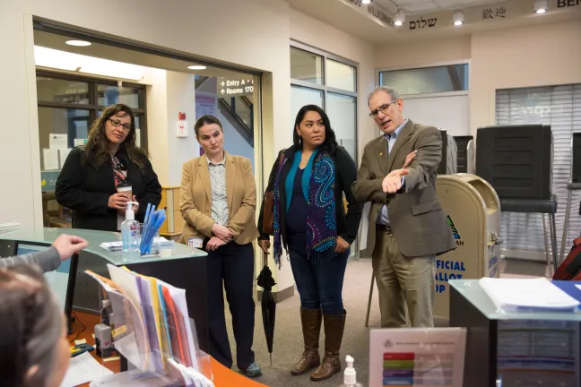 From left: Western Native Voice Executive Director of Marci McLean, Multnomah County Elections Outreach and Education Coordinator Catherine McMullen, Western Native Voice State Field Director Alyssa Snow and Former Secretary of State Phil Kiesling.