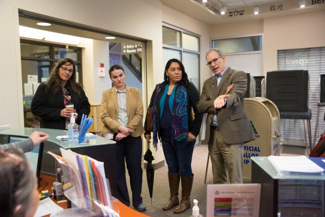 From left: Western Native Voice Executive Director of Marci McLean, Multnomah County Elections Outreach and Education Coordinator Catherine McMullen, Western Native Voice State Field Director Alyssa Snow and Former Secretary of State Phil Kiesling. 