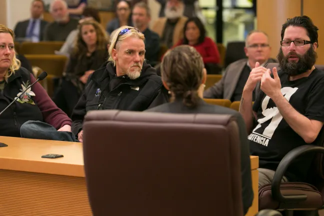 Neighbors testify in support of the shelter site at 6144 SE Foster Road.