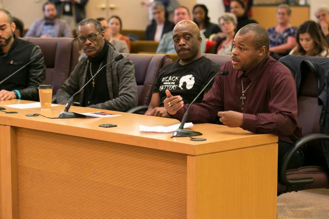 From right to left: Multnomah County client Thomas Hooks, Cascade Aids Project's Anthony Rivers;  Multnomah County Health Clinic patient navigator and Cascade Aids Project's Tyler Termeer