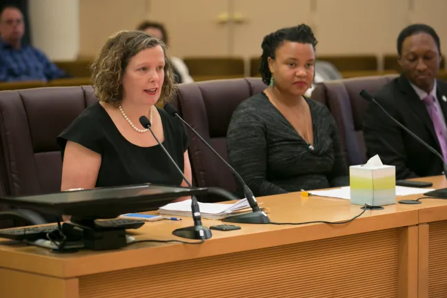 From left: Chair Kafoury’s Senior Policy Adviser Liz Smith Currie, Commissioner Stegmann’s Senior Policy Adviser Roberta Hunte and Purchasing’s Diversity and Supplier Officer Lee Fleming