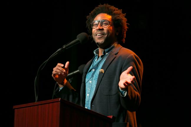 Marc Dones of the Center for Social Innovation speaks during the SPARC kickoff event March 19, 2018.